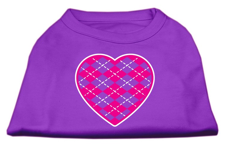 Argyle Heart Pink Screen Print Shirt Purple XS